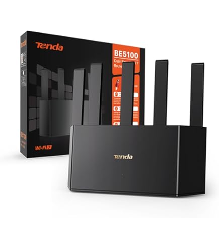 ROUTER TENDA RE3L WI-FI 7 BE3600 DUAL-BAND, MESH WIFI, PORTE WAN/LAN GIGABIT, 5 ANTENNE VERTICALI, 4K-QAM, MLO, NFC, VPN, WPA3, CONTROLLO TRAMITE APP